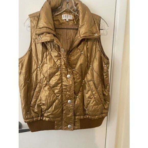 Barti Italy Bronze Quilted Vest W/ Rhinestones Size 40 US SIze M - Picture 3 of 12